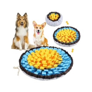 Interactive Dog Treat Puzzle Mat for Yellow and Blue Large Breed Dogs