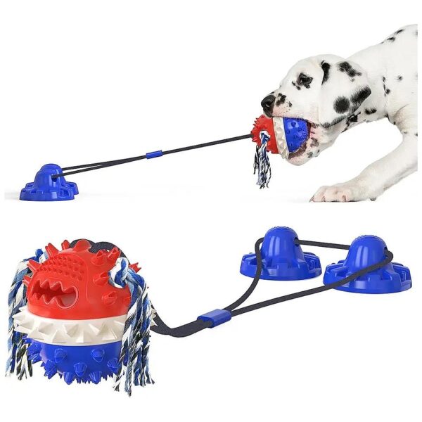 Interactive Tug Toy for Dogs with Suction Cup and Food Slot