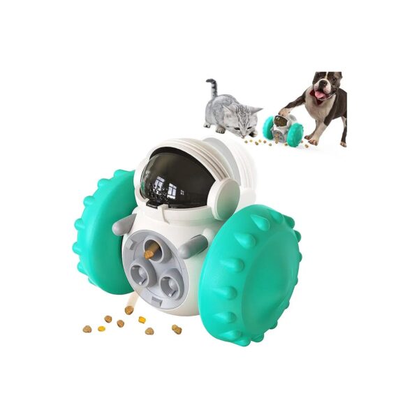 Interactive Tumbler Puzzle Toy for Dogs and Cats with Turquoise Finish