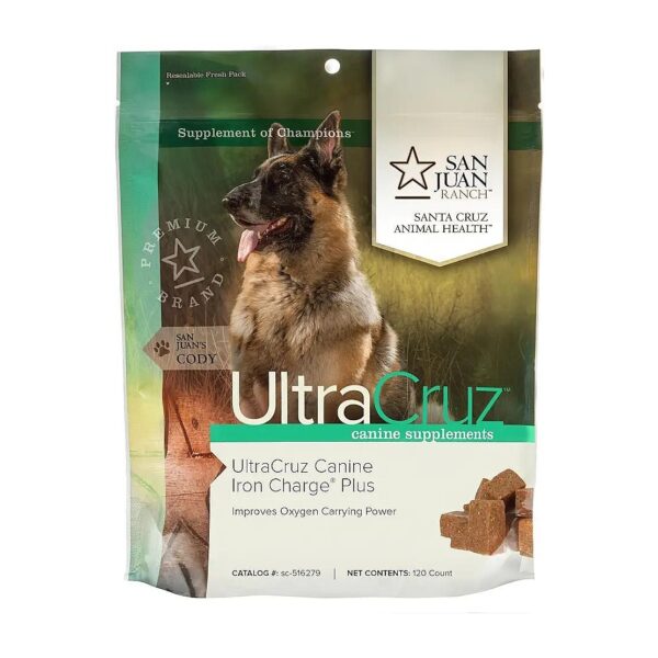 Iron Charge Plus Supplement for Dogs, 120 Tasty Chews Included