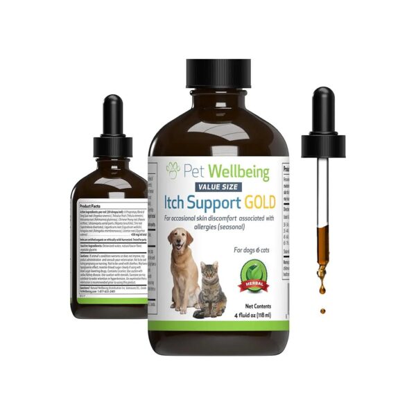 Itch and Allergy Relief for Cats and Dogs with Natural Gold Supplement