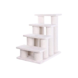 Ivory Cat Tree with Faux Fleece and 4 Steps for Small Pets