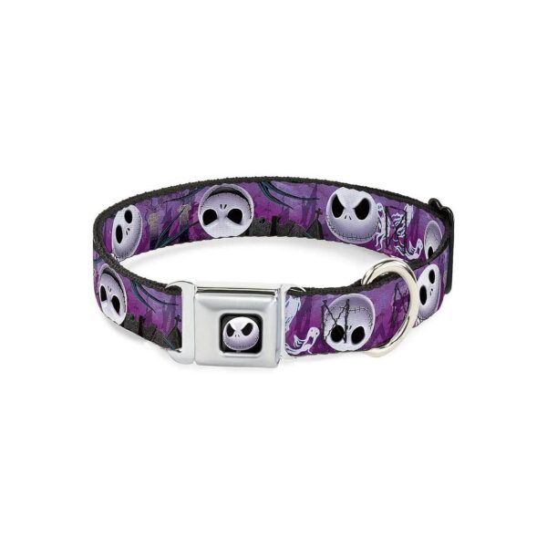 Jack Expressions Ghosts Cemetery Dog Collar with Seatbelt Buckle Closure 15-26 Neck Sizes