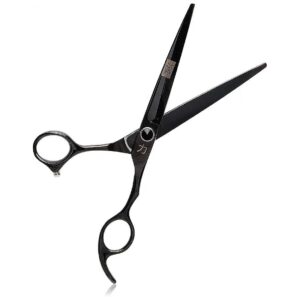 Japanese 440C Titanium Grooming Shear with Ergonomic Handle and Black Finish