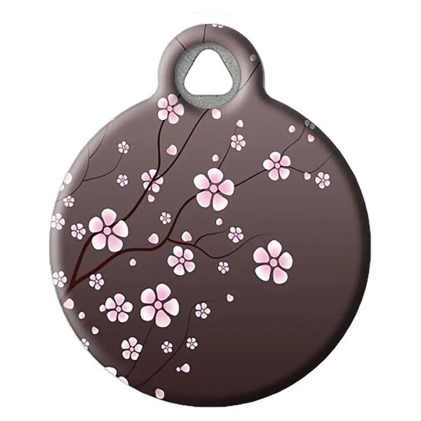 Japanese Cherry Blossom Personalized Stainless Steel Pet ID Tag for Dogs and Cats