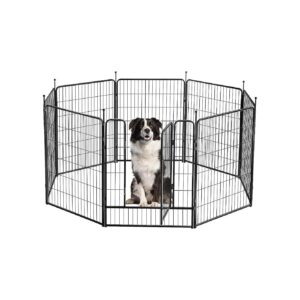 Jet Black Pet Playpen with 8 Panels for Small Medium Large Dogs Indoor Outdoor Use