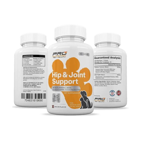 Joint and Hip Health Supplement for Dogs and Cats with Gentle and Soothing Bacon Flavor