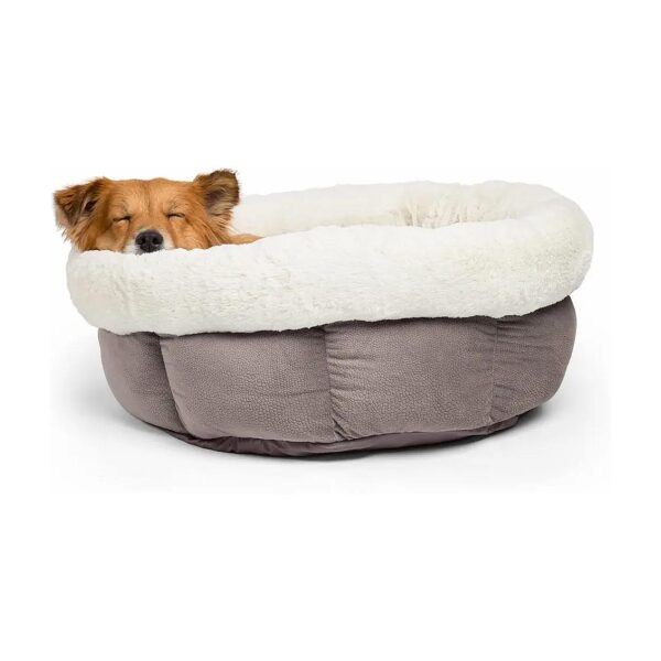 Jumbo Gray Dog Bed with Plush Rim and Deep Crevices for Burrowing and Snuggling