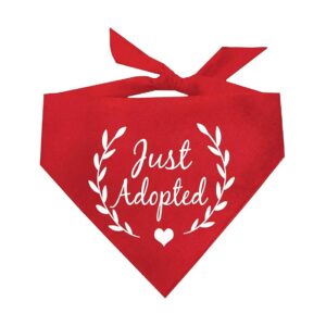 Just Adopted Adjustable Red Dog Bandana for Small to Large Breeds