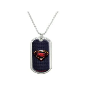 Justice League Superman Movie Graphic Stainless Steel Dog Tag Pendant Necklace with Chain