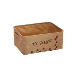 Jute Pet Toy Box with Handles for Dogs Cats and Other Pets Storage Organizer