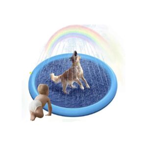 Kids Large Outdoor Sprinkler Pool for Dogs and Pets, 60-Inch Water Mat with PVC Material