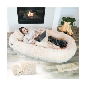 Kids, and Pets - Memory Foam, Faux Fur Cover, and Side Pocket