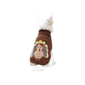 Knit Dog Sweater with Vibrant Color and Unique Turkey Design for Small Medium Dogs