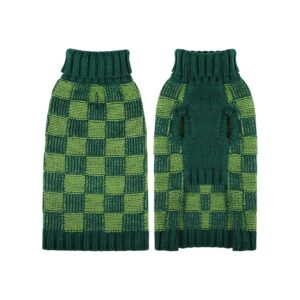 Knitted Checkered Dog Sweater with Long Sleeves for Small Medium Large Dogs and Cats