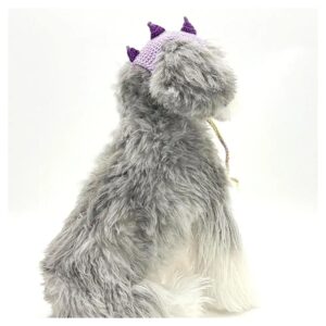 Knitted Purple Dinosaur Dog Outfit Costume for Small Dogs with Adjustable Cord