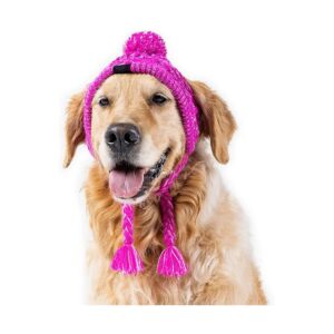 Knitted Winter Dog Beanie with Pom Poms and Breathable Ear Slits for Comfy Days