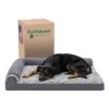 L-Shaped Orthopedic Dog Bed for Large Dogs with Stone Gray Faux Fur