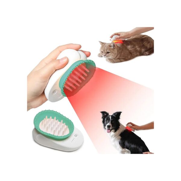 LED Cat Dog Brush for Deshedding Hair and Red Light Therapy for Pain Relief