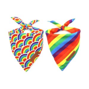 LGBT Rainbow Dog Bandanas Triangle Reversible Scarf Bibs for Small Large X-Large Swagged