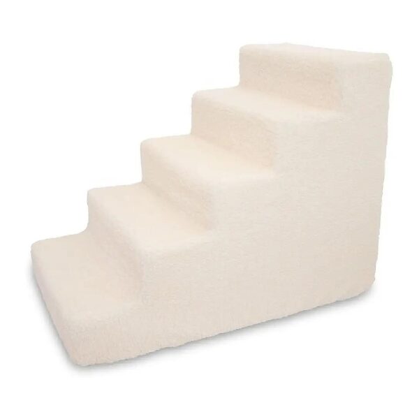 Lambswool Foam Pet Stairs for Small Dogs and Cats with 5-Step Configuration