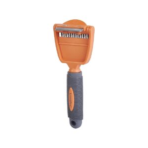 Large 1 Pound Orange Grooming Tool with 2 in 1 Grooming Heads and Ergonomic Handle