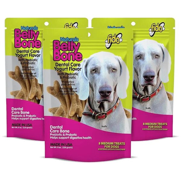 Large 3 Pack Dog Treats with Yogurt Flavor and Fresh Breath