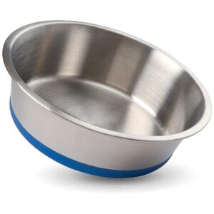 Large 8-Cup Stainless Steel Dog Bowl with Rubber Non-Slip Base for Medium and Large Dogs