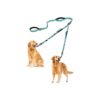 Large Adjustable Turquoise Dog Leash for 2 Dogs with Comfortable Handles