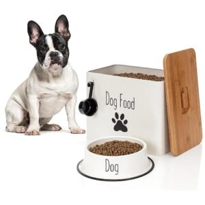 Large Airtight Dog Food Container with Bamboo Lid and Scoop for 10 lb Storage