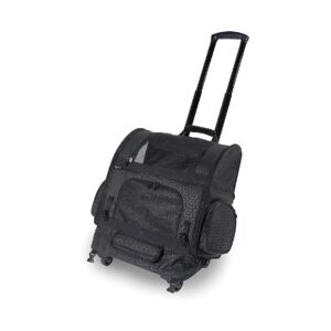 Large Black Dog Roller Carrier with Easy Access and Storage Compartments