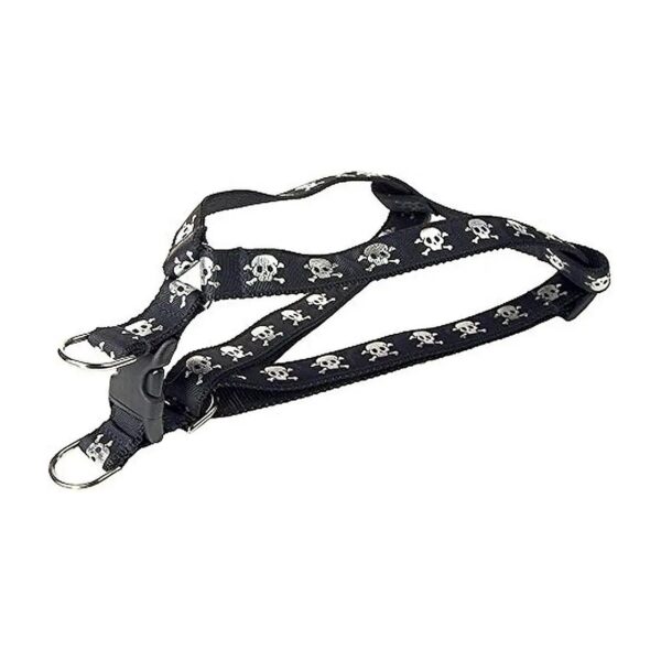 Large Black Skull Dog Harness 23-35 Inches Wide American Made