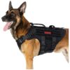 Large Black Tactical Dog Vest Harness with Anti-Pulling Feature and Metal Buckles