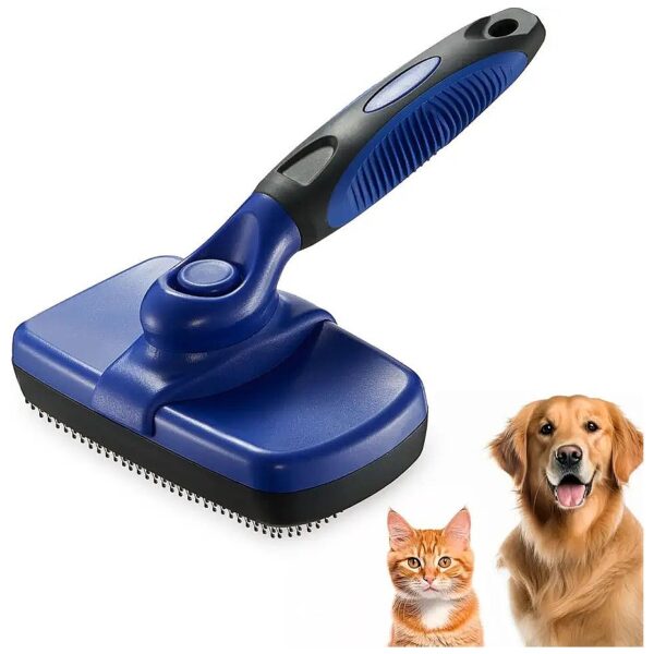 Large Blue Self-Cleaning Slicker Brush Removes Loose Hair for Cats and Dogs Efficiently