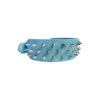 Large Breed Blue Leather Dog Collar with Nickel Plated Spikes for Strength and Style