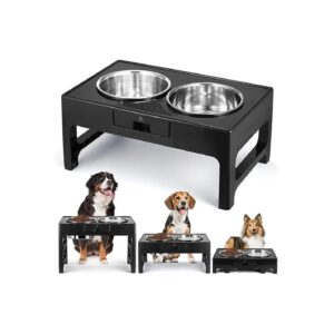 Large Breed Dog Bowl with Adjustable Stand for Comfortable Eating and Reduced Stress