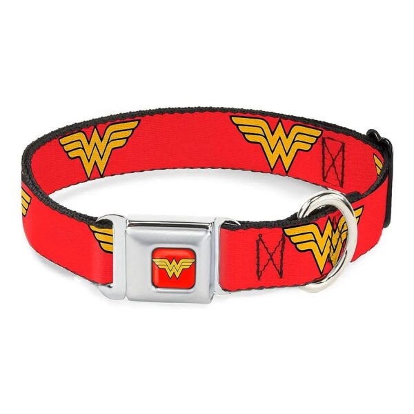 Large Breed Dog Collar with Wonder Woman Logo and Buckle for 15-26 Inch Necks