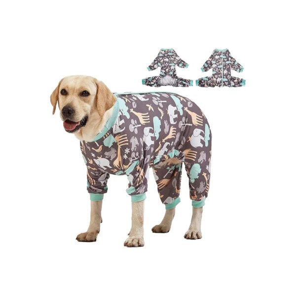 Large Breed Dog Cozy Pullover Pajamas with Back Snap Button Decoration