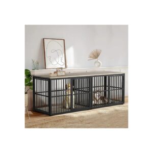 Large Breed Dog Crate Furniture with Double Rooms and Lockable Dividers