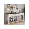 Large Breed Dog Crate Furniture with Extra Storage Space and Divider Locks for 2 Dogs