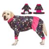 Large Breed Dog Pajamas for Anxiety Reduction and Wound Care with Unicorn Rainbow Print