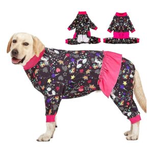 Large Breed Dog Pajamas for Anxiety Reduction and Wound Care with Unicorn Rainbow Print