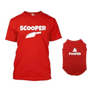 Large Breed Dog and Owner Matching Red T-Shirt and Shirt Set