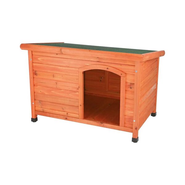 Large Brown Wooden Dog House with Elevated Floor and Moisture-Resistant Material