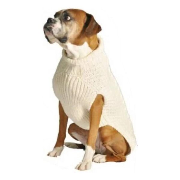 Large Cable Knit Dog Sweater for Medium to Large Dogs in Beige