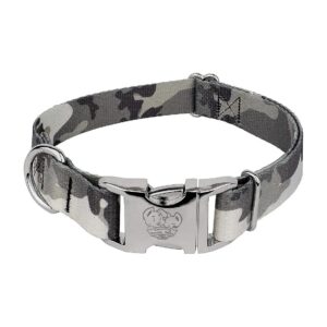 Large Camouflage Dog Collar with 16 Rugged Designs and Welded Steel D-Rings