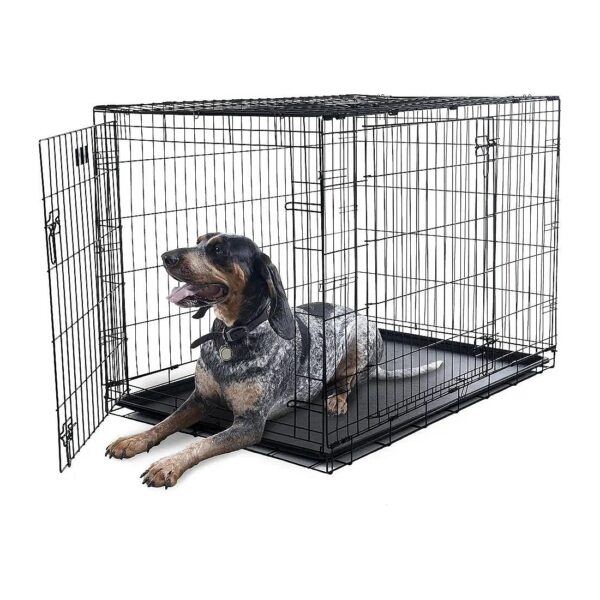 Large Capacity 2 Door Foldable Dog Crate with Strong Metal Construction