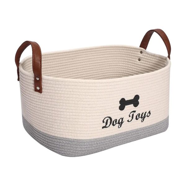 Large Capacity Cotton Rope Storage Basket for Dog Toys and Essentials