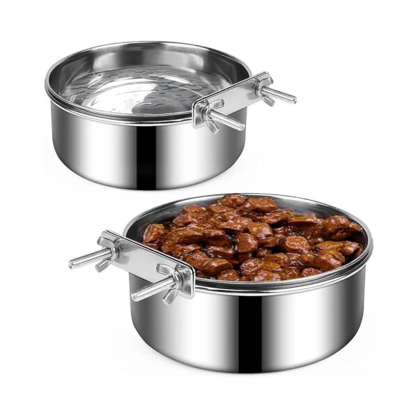 Large Capacity Hanging Stainless Steel Dog Crate Bowls for Medium Small Dogs Cats