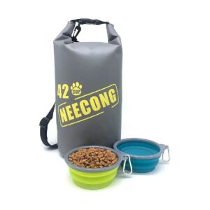 Large Capacity Travel Dog Food Bag with Collapsible Bowls and Waterproof Design